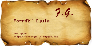 Forró Gyula névjegykártya
